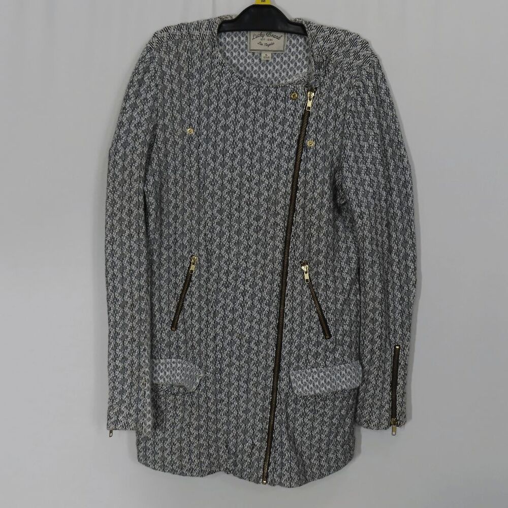 Lucky Brand Marnie Asymmetrical Zip-up Knitwear Jacket Small